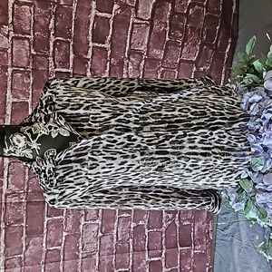 Michael 🎄Michael Kors Metallic Thread Animal Print Button Down Blouse